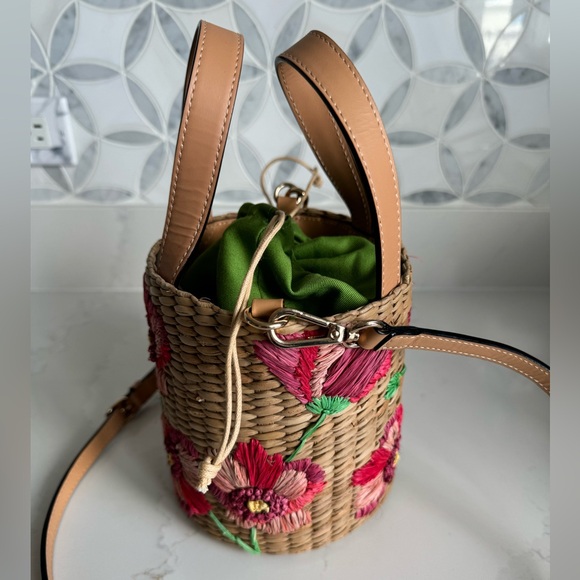 Frances Valentine raffia poppy embroidered bucket bag - Picture 10 of 12
